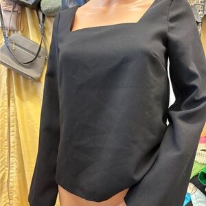 H&M Black Square Neck Blouse
